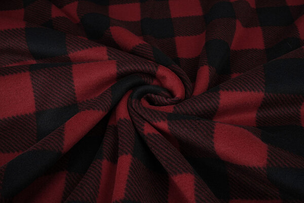 Oeko-Tex®  Polaire Imprimée à Carreaux Noir - Rouge