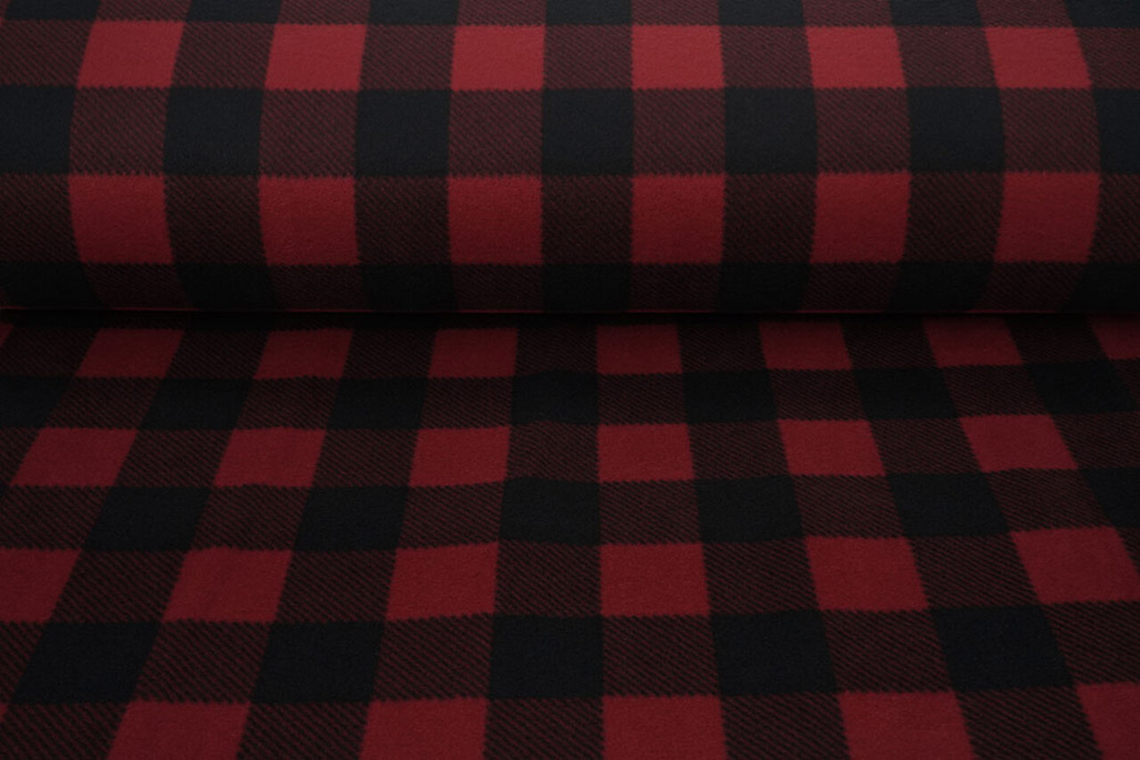 Oeko-Tex® Stampata Polare Geblokt Nero - Rosso Oeko-Tex® Stampata Polare Geblokt Nero - Rosso