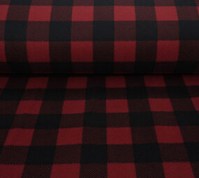 Oeko-Tex® Polaire Imprimée à Carreaux Noir - Rouge Oeko-Tex® Polaire Imprimée à Carreaux Noir - Rouge