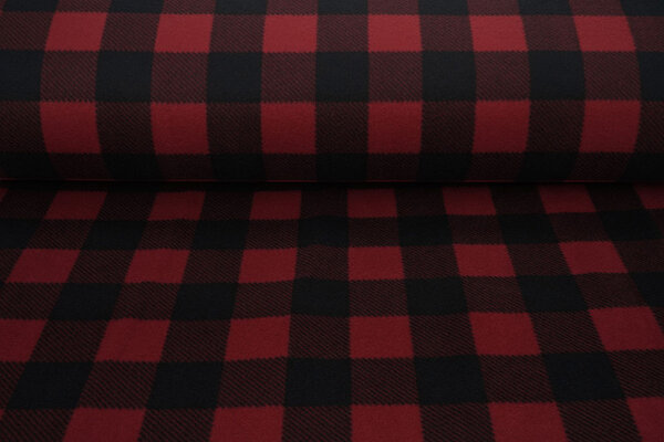 Oeko-Tex®  Polaire Imprimée à Carreaux Noir - Rouge