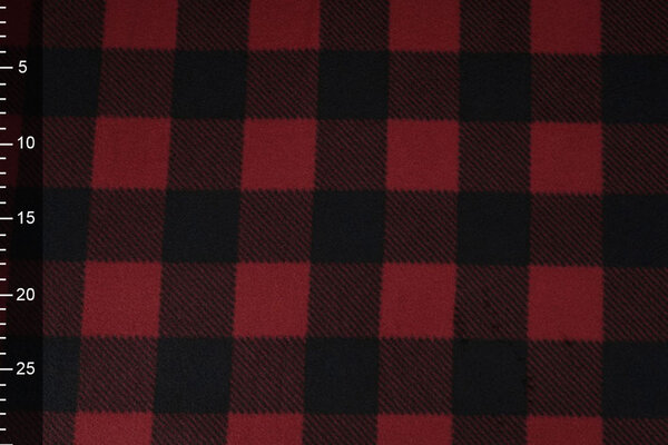 Oeko-Tex®  Polaire Imprimée à Carreaux Noir - Rouge