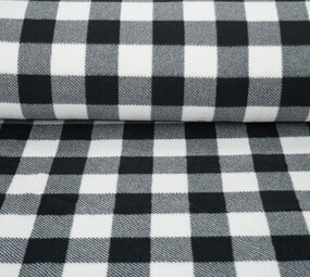 Oeko-Tex® Polaire Imprimée à Carreaux Noir - Blanc Oeko-Tex® Polaire Imprimée à Carreaux Noir - Blanc