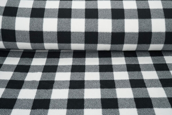 Oeko-Tex® Polaire Imprimée à Carreaux Noir - Blanc Oeko-Tex® Polaire Imprimée à Carreaux Noir - Blanc