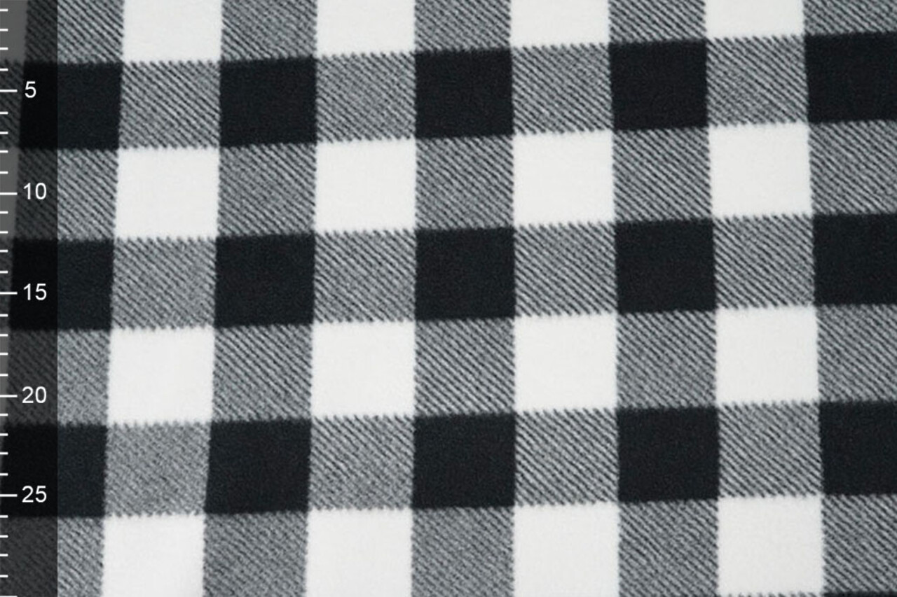 Oeko-Tex® Polaire Imprimée à Carreaux Noir - Blanc Oeko-Tex® Polaire Imprimée à Carreaux Noir - Blanc