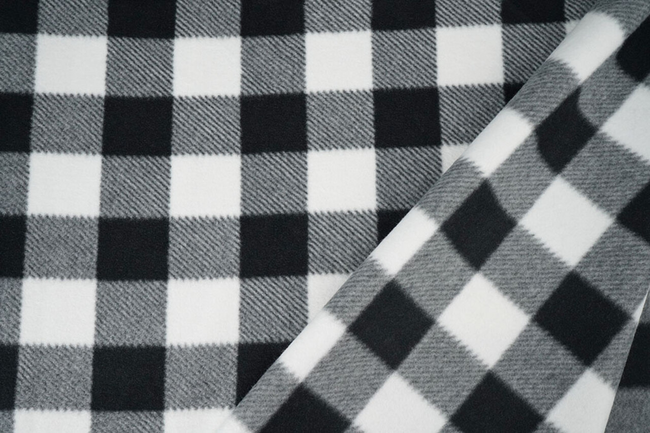 Oeko-Tex® Bedrukte Polar Geblokt Zwart - Wit Oeko-Tex® Bedrukte Polar Geblokt Zwart - Wit