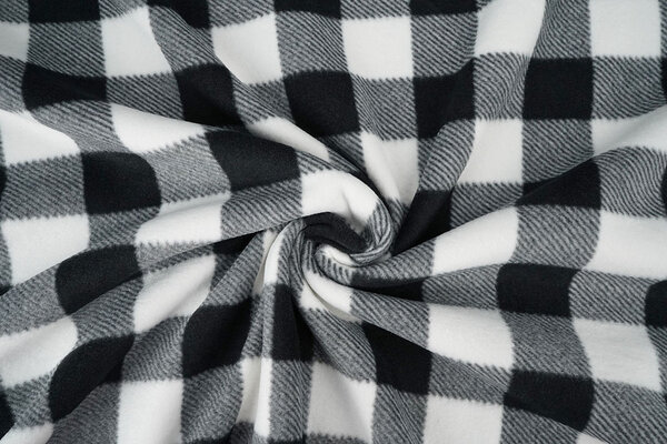 Oeko-Tex® Polaire Imprimée à Carreaux Noir - Blanc Oeko-Tex® Polaire Imprimée à Carreaux Noir - Blanc