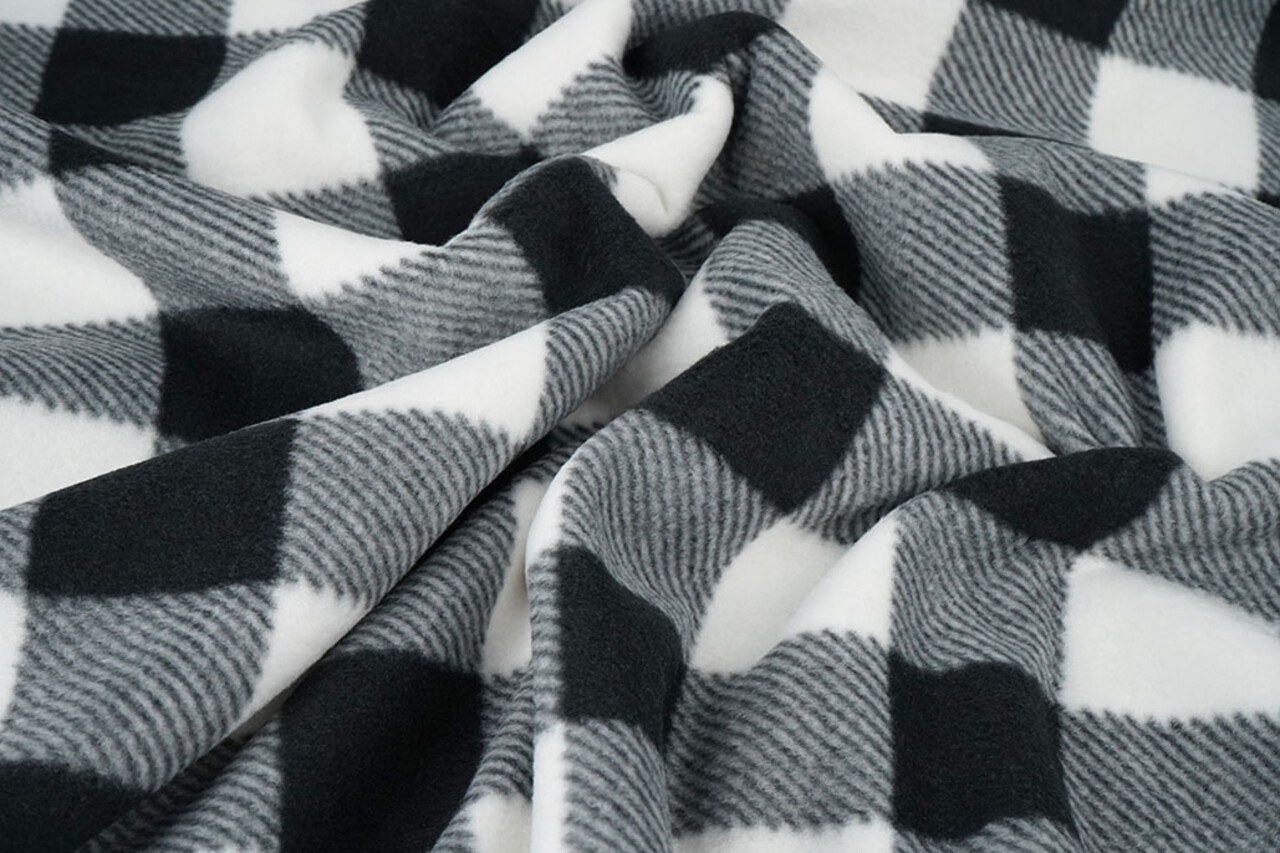 Oeko-Tex® Bedrukte Polar Geblokt Zwart - Wit Oeko-Tex® Bedrukte Polar Geblokt Zwart - Wit