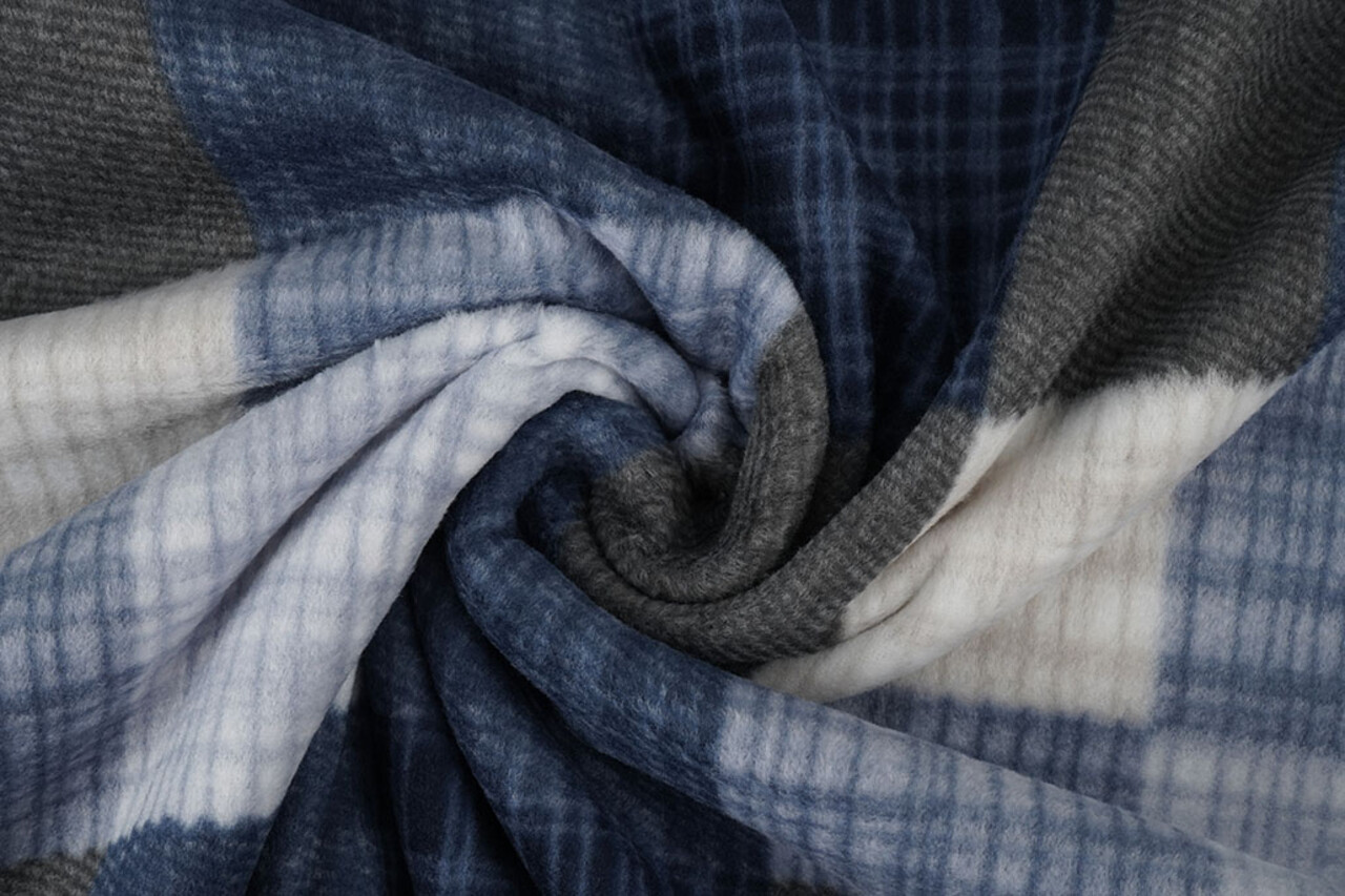 Oeko-Tex® Stampata Polare a Quadri Blu Oeko-Tex® Stampata Polare a Quadri Blu