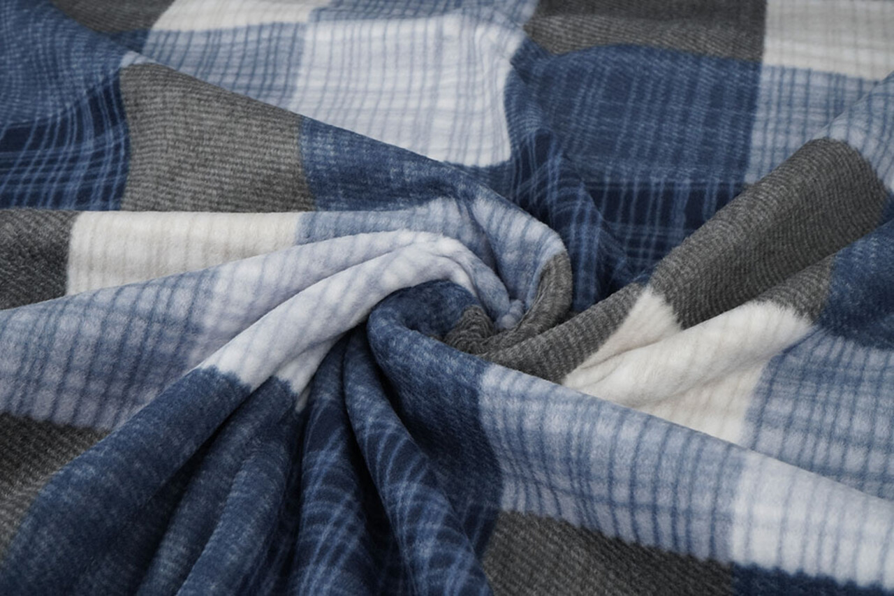 Oeko-Tex® Polaire Imprimée à Carreaux Bleu Oeko-Tex® Polaire Imprimée à Carreaux Bleu