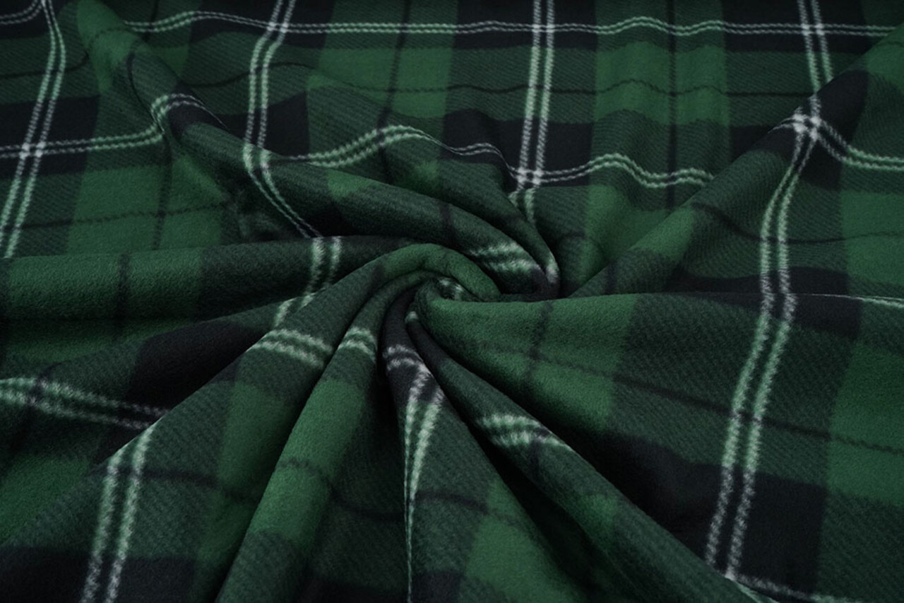 Oeko-Tex®  Stampata Polare a Quadri Verde