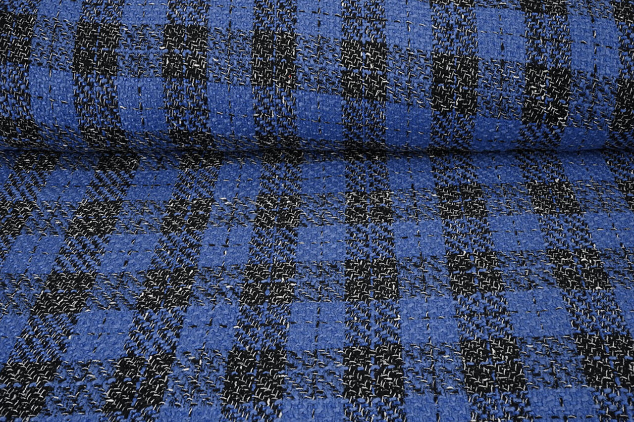 Bouclé Carreaux Liora Bleu