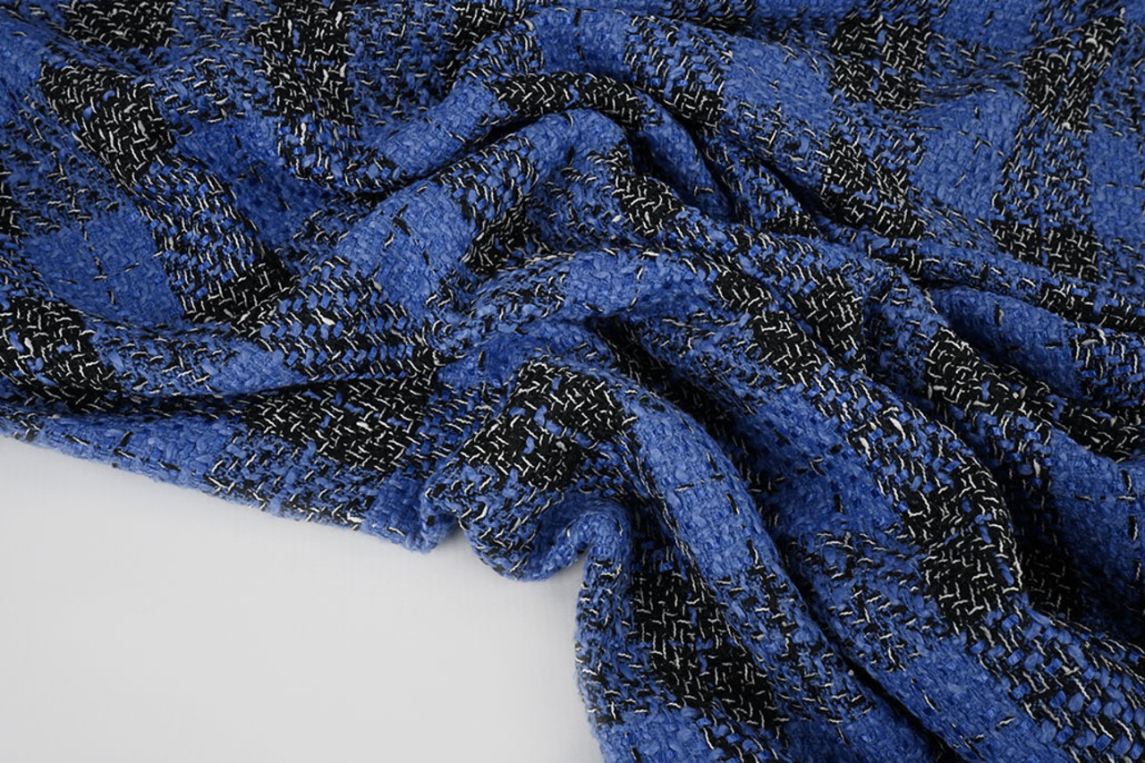 Bouclé Ruit Liora Blauw Bouclé Ruit Liora Blauw