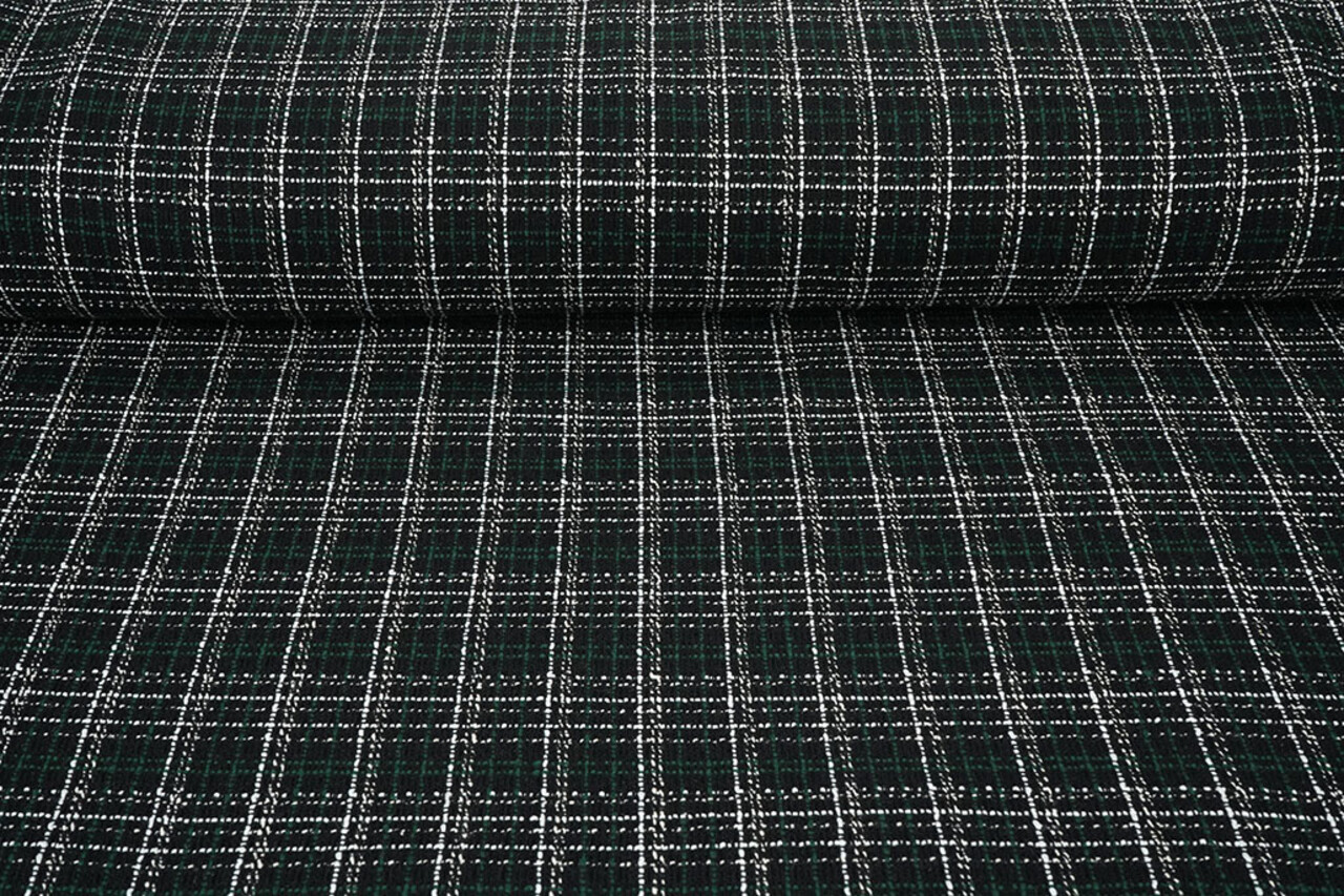 Bouclé Kariert Selene Schwarz - Grün Bouclé Kariert Selene Schwarz - Grün