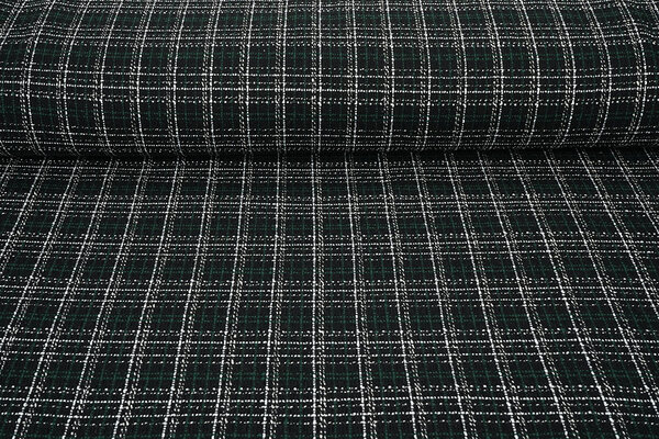 Bouclé Kariert Selene Schwarz - Grün Bouclé Kariert Selene Schwarz - Grün