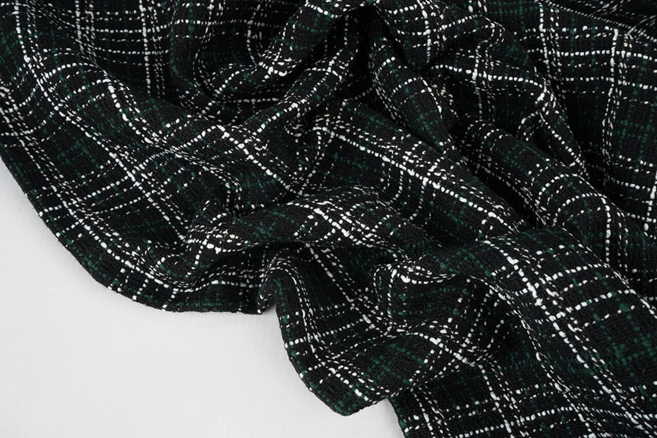 Bouclé Kariert Selene Schwarz - Grün Bouclé Kariert Selene Schwarz - Grün