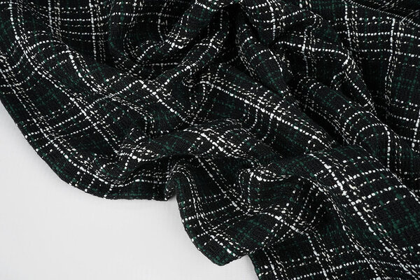 Bouclé Ruit Selene Zwart - Groen