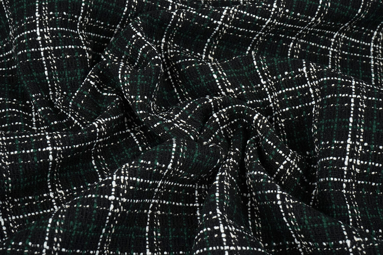 Bouclé Quadri Selene Nero - Verde Bouclé Quadri Selene Nero - Verde