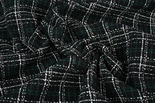 Bouclé Ruit Selene Zwart - Groen