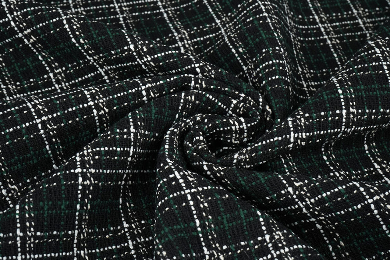 Bouclé Carreaux Selene Noir - Vert Bouclé Carreaux Selene Noir - Vert