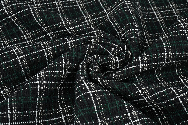 Bouclé Carreaux Selene Noir - Vert Bouclé Carreaux Selene Noir - Vert