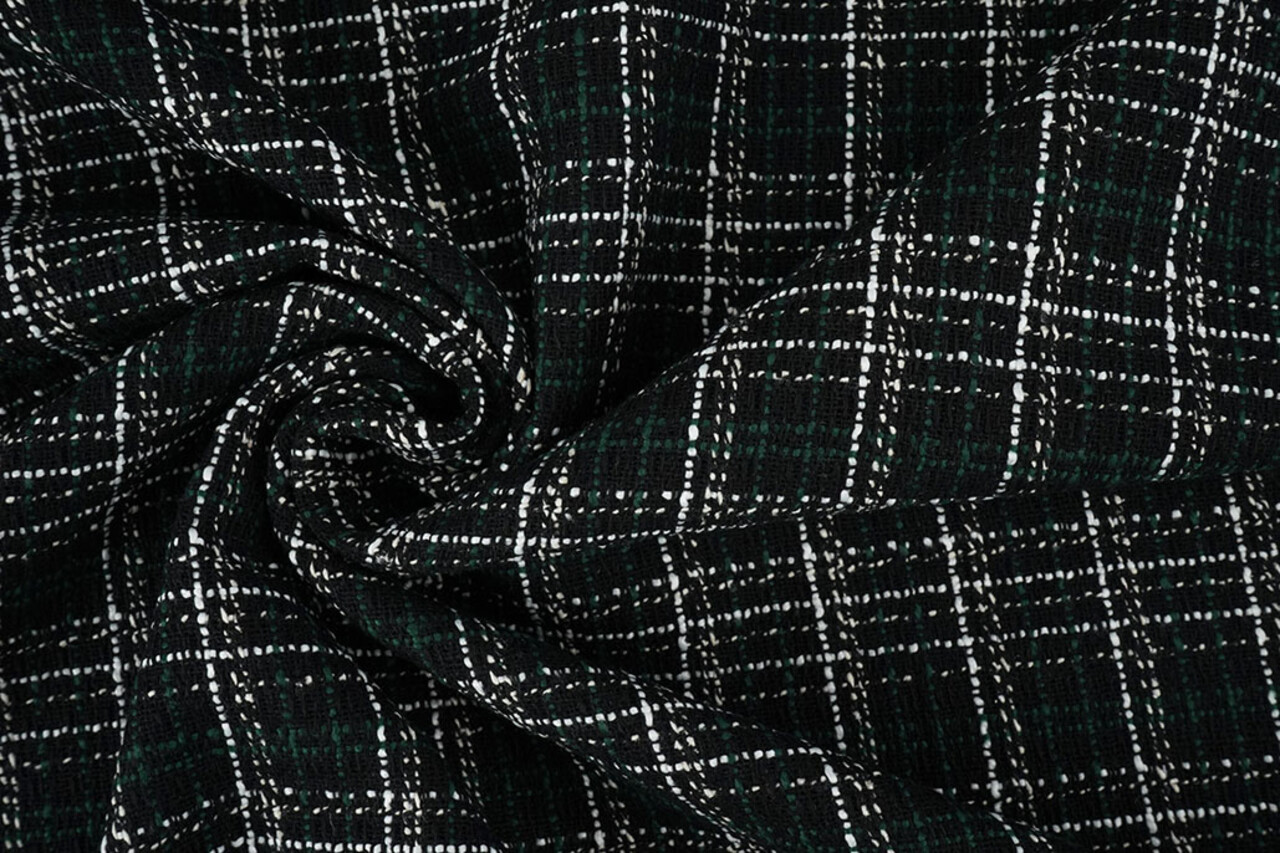 Bouclé Quadri Selene Nero - Verde Bouclé Quadri Selene Nero - Verde
