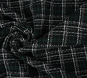 Bouclé Quadri Selene Nero - Verde Bouclé Quadri Selene Nero - Verde