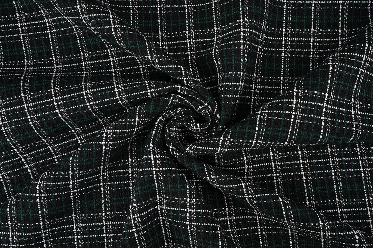 Bouclé Quadri Selene Nero - Verde Bouclé Quadri Selene Nero - Verde