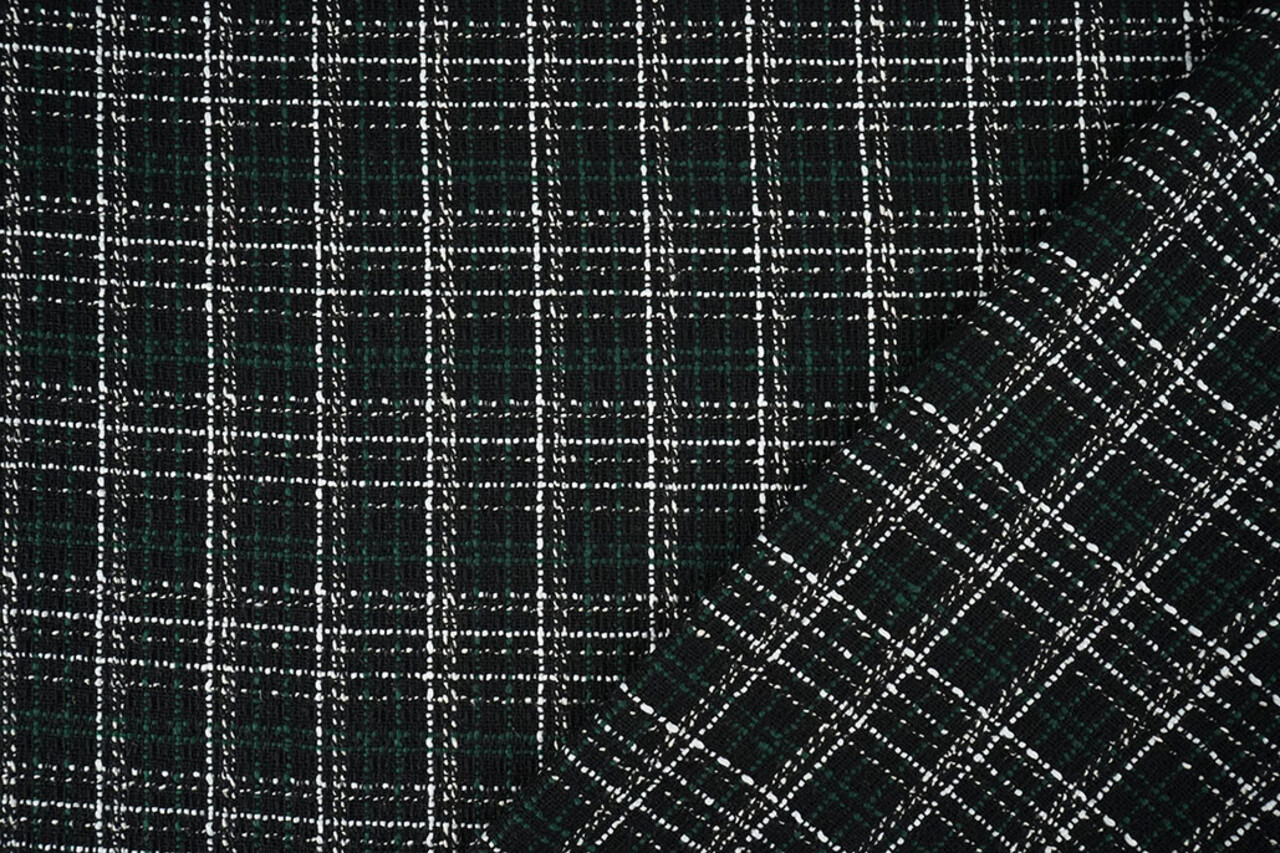 Bouclé Quadri Selene Nero - Verde Bouclé Quadri Selene Nero - Verde