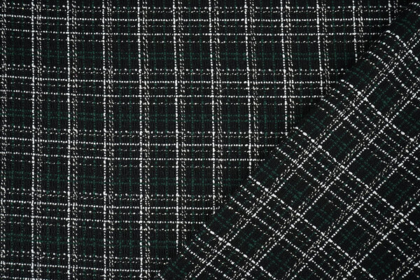 Bouclé Kariert Selene Schwarz - Grün Bouclé Kariert Selene Schwarz - Grün