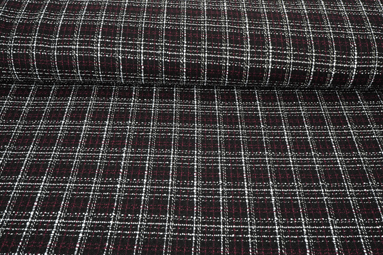 Bouclé Checkered Selene Black - Bordeaux Bouclé Checkered Selene Black - Bordeaux