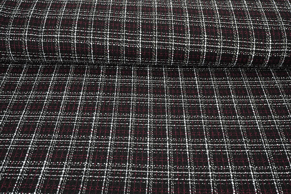 Bouclé Checkered Selene Black - Bordeaux Bouclé Checkered Selene Black - Bordeaux