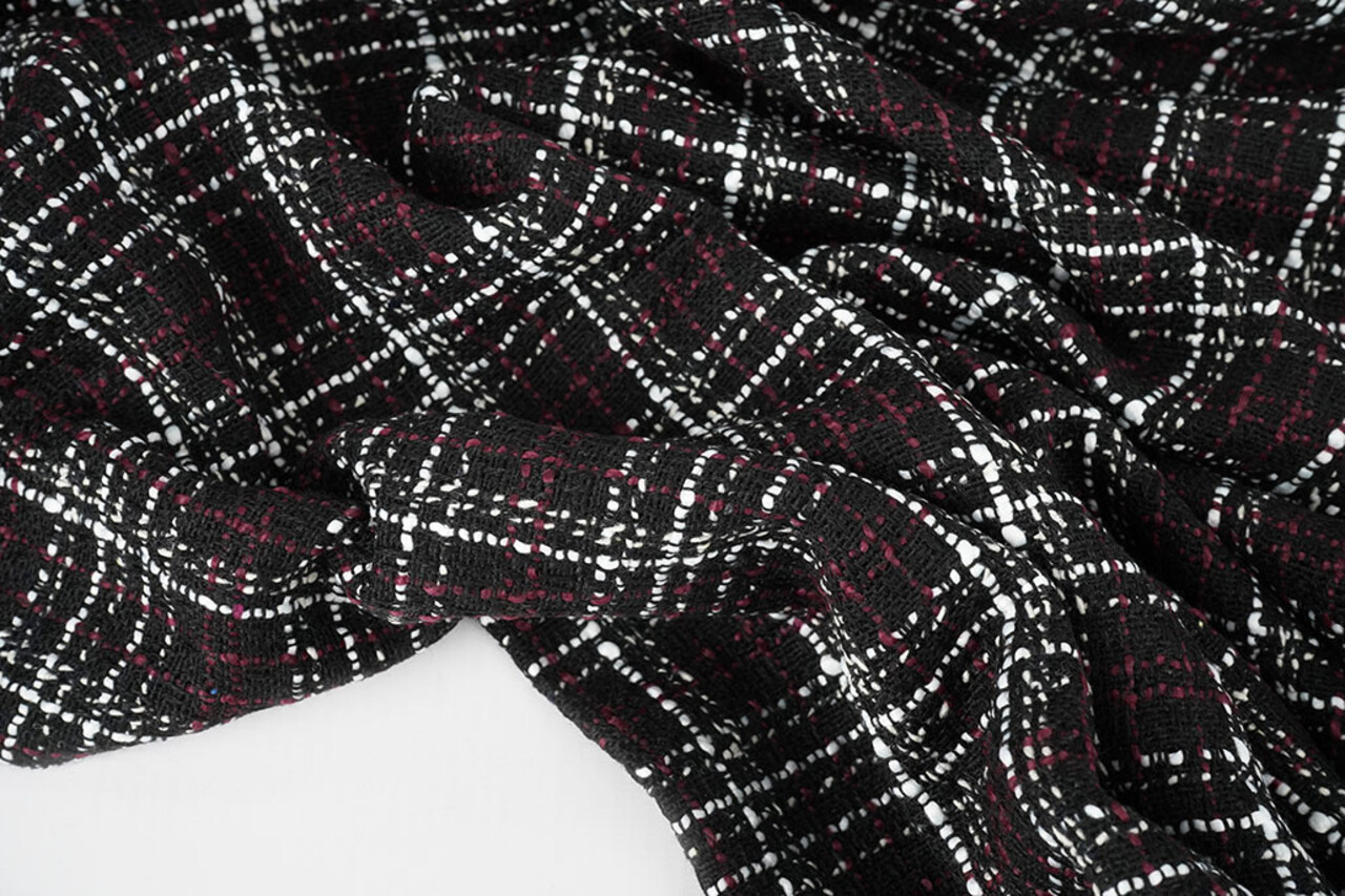 Bouclé Checkered Selene Black - Bordeaux Bouclé Checkered Selene Black - Bordeaux