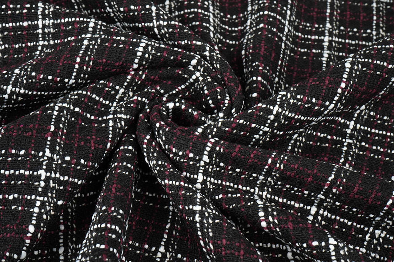 Bouclé Kariert Selene Schwarz - Bordeaux Bouclé Kariert Selene Schwarz - Bordeaux