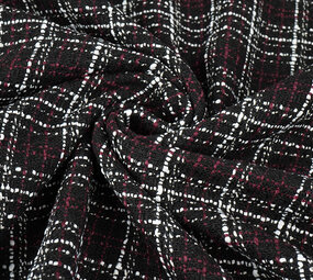 Bouclé Kariert Selene Schwarz - Bordeaux Bouclé Kariert Selene Schwarz - Bordeaux