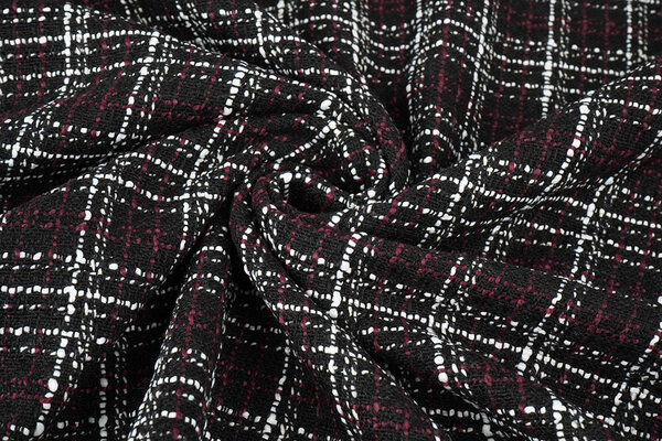 Bouclé Kariert Selene Schwarz - Bordeaux Bouclé Kariert Selene Schwarz - Bordeaux