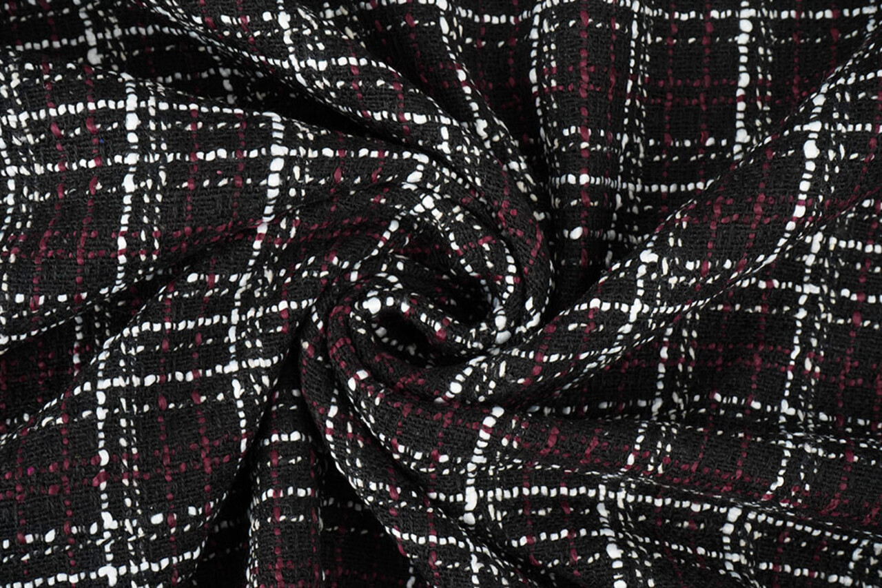 Bouclé Checkered Selene Black - Bordeaux Bouclé Checkered Selene Black - Bordeaux