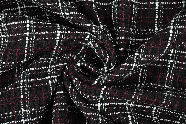 Bouclé Checkered Selene Black - Bordeaux Bouclé Checkered Selene Black - Bordeaux