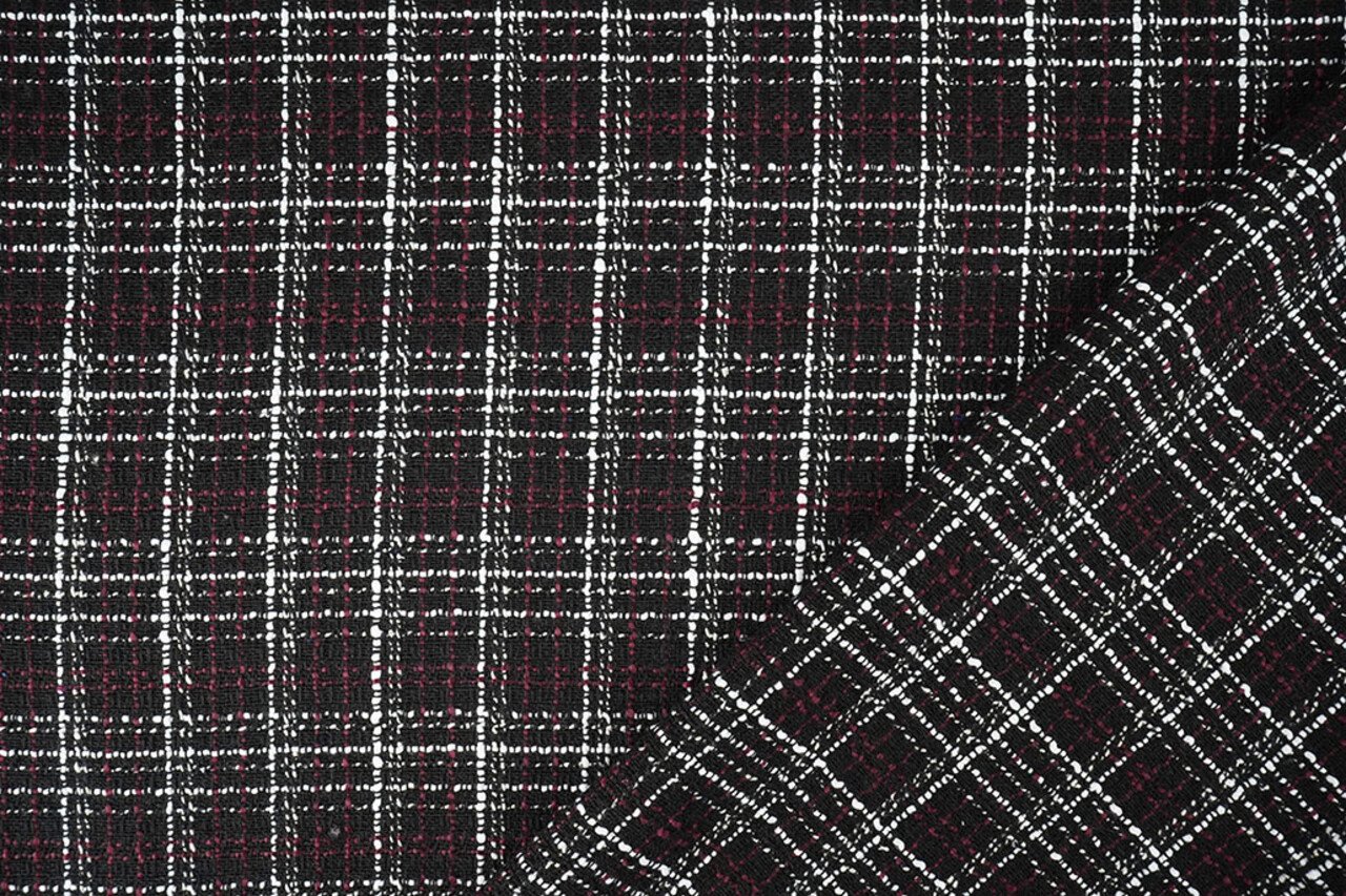 Bouclé Checkered Selene Black - Bordeaux Bouclé Checkered Selene Black - Bordeaux