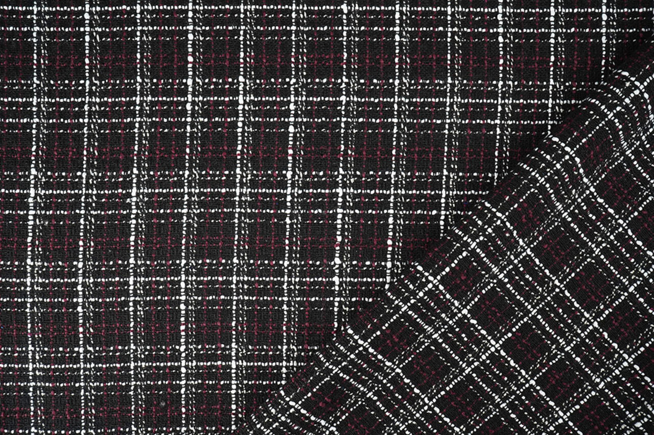 Bouclé Kariert Selene Schwarz - Bordeaux Bouclé Kariert Selene Schwarz - Bordeaux