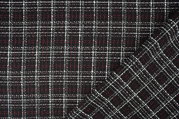 Bouclé Kariert Selene Schwarz - Bordeaux Bouclé Kariert Selene Schwarz - Bordeaux