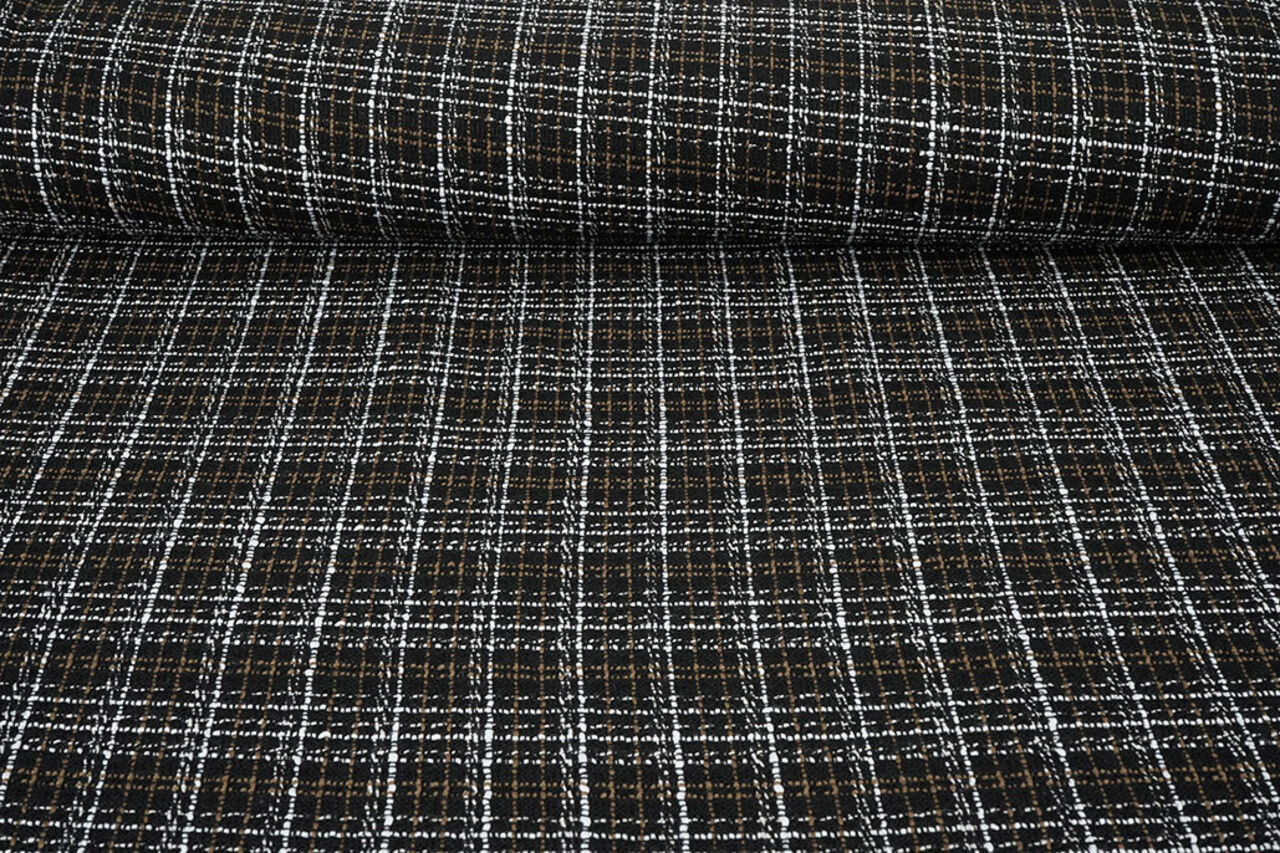 Bouclé Carreaux Selene Noir - Marron Bouclé Carreaux Selene Noir - Marron