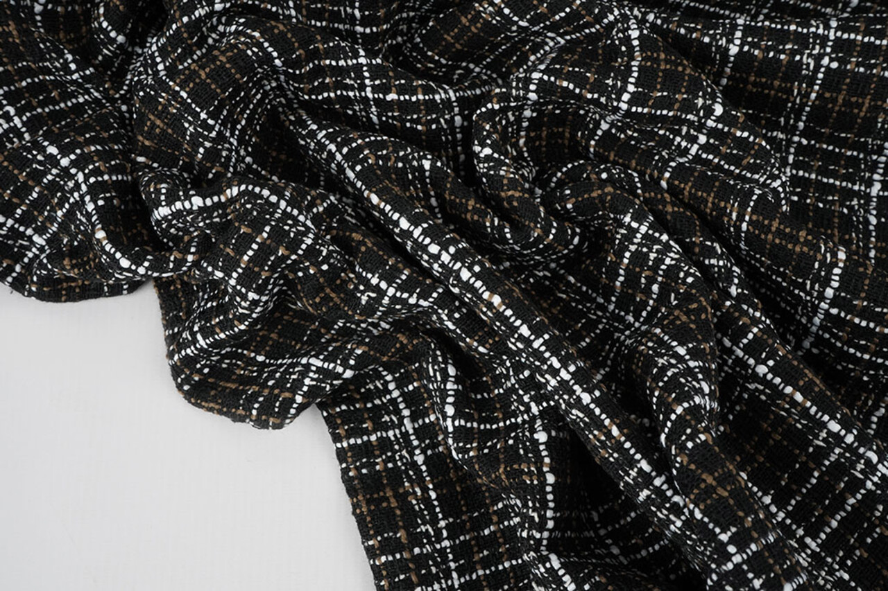 Bouclé Cuadros Selene Negro - Marrón Bouclé Cuadros Selene Negro - Marrón