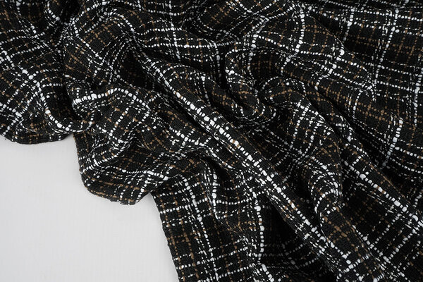 Bouclé Kariert Selene Schwarz - Braun Bouclé Kariert Selene Schwarz - Braun