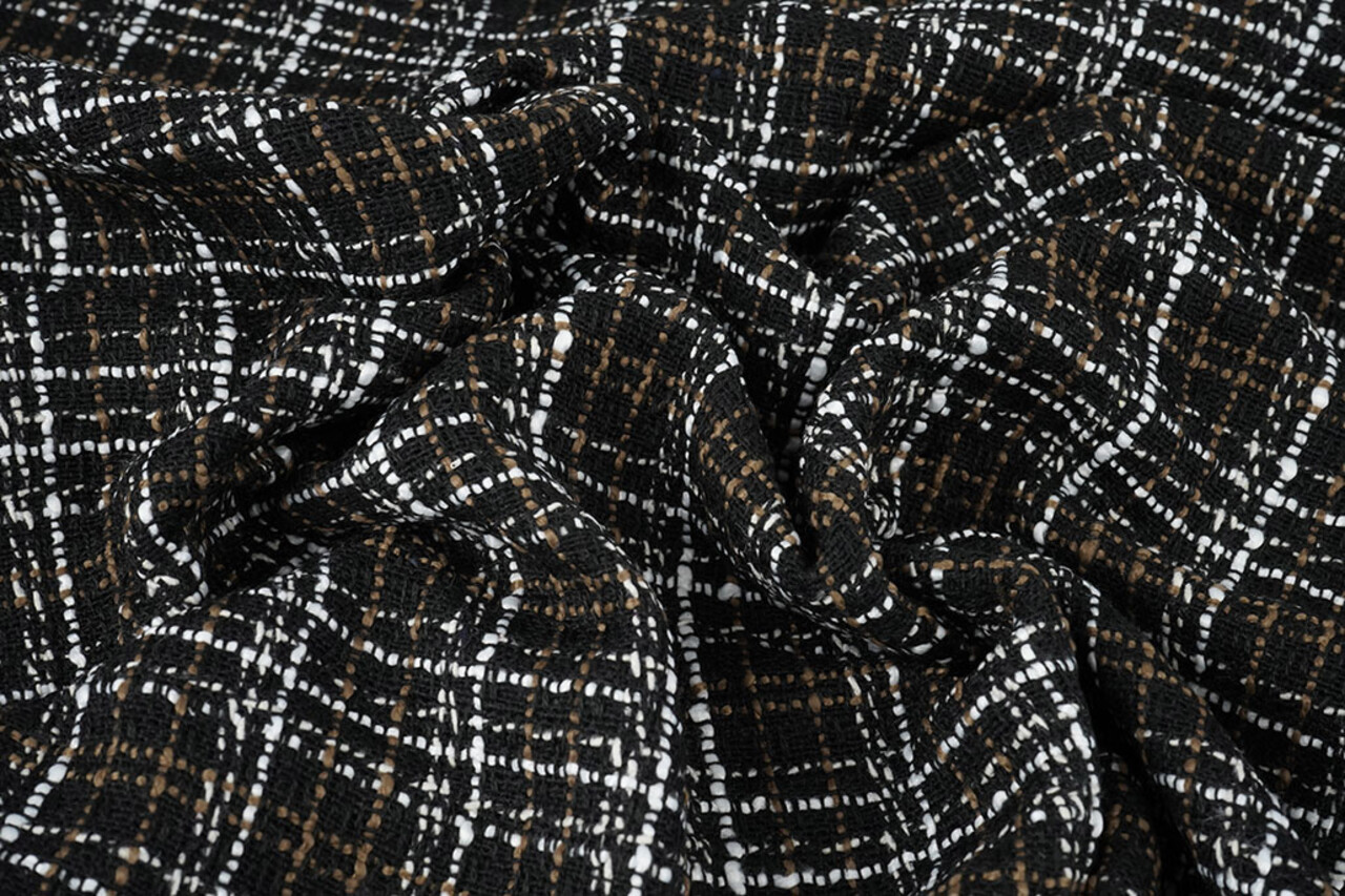 Bouclé Cuadros Selene Negro - Marrón Bouclé Cuadros Selene Negro - Marrón