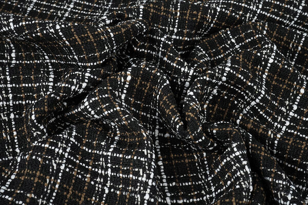 Bouclé Kariert Selene Schwarz - Braun Bouclé Kariert Selene Schwarz - Braun