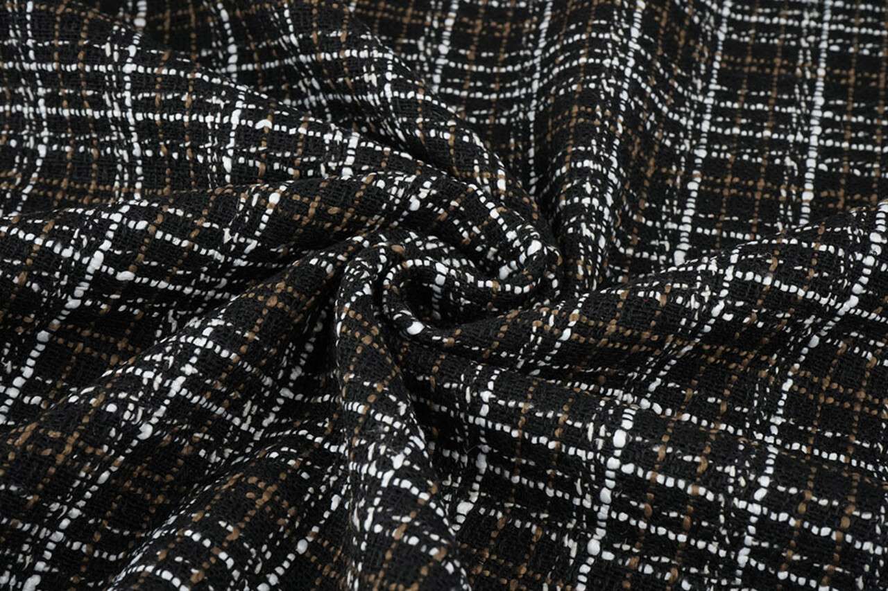 Bouclé Carreaux Selene Noir - Marron Bouclé Carreaux Selene Noir - Marron