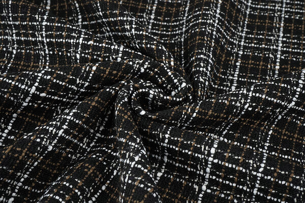 Bouclé Quadri Selene Nero - Marrone Bouclé Quadri Selene Nero - Marrone