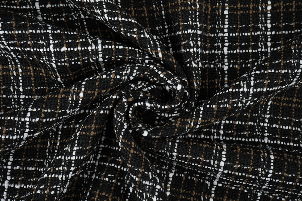 Bouclé Quadri Selene Nero - Marrone Bouclé Quadri Selene Nero - Marrone