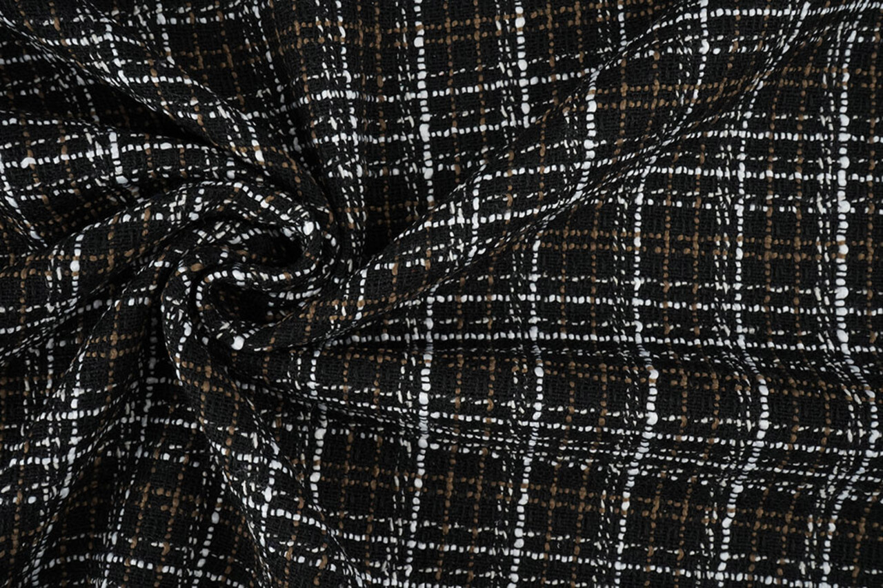 Bouclé Quadri Selene Nero - Marrone Bouclé Quadri Selene Nero - Marrone