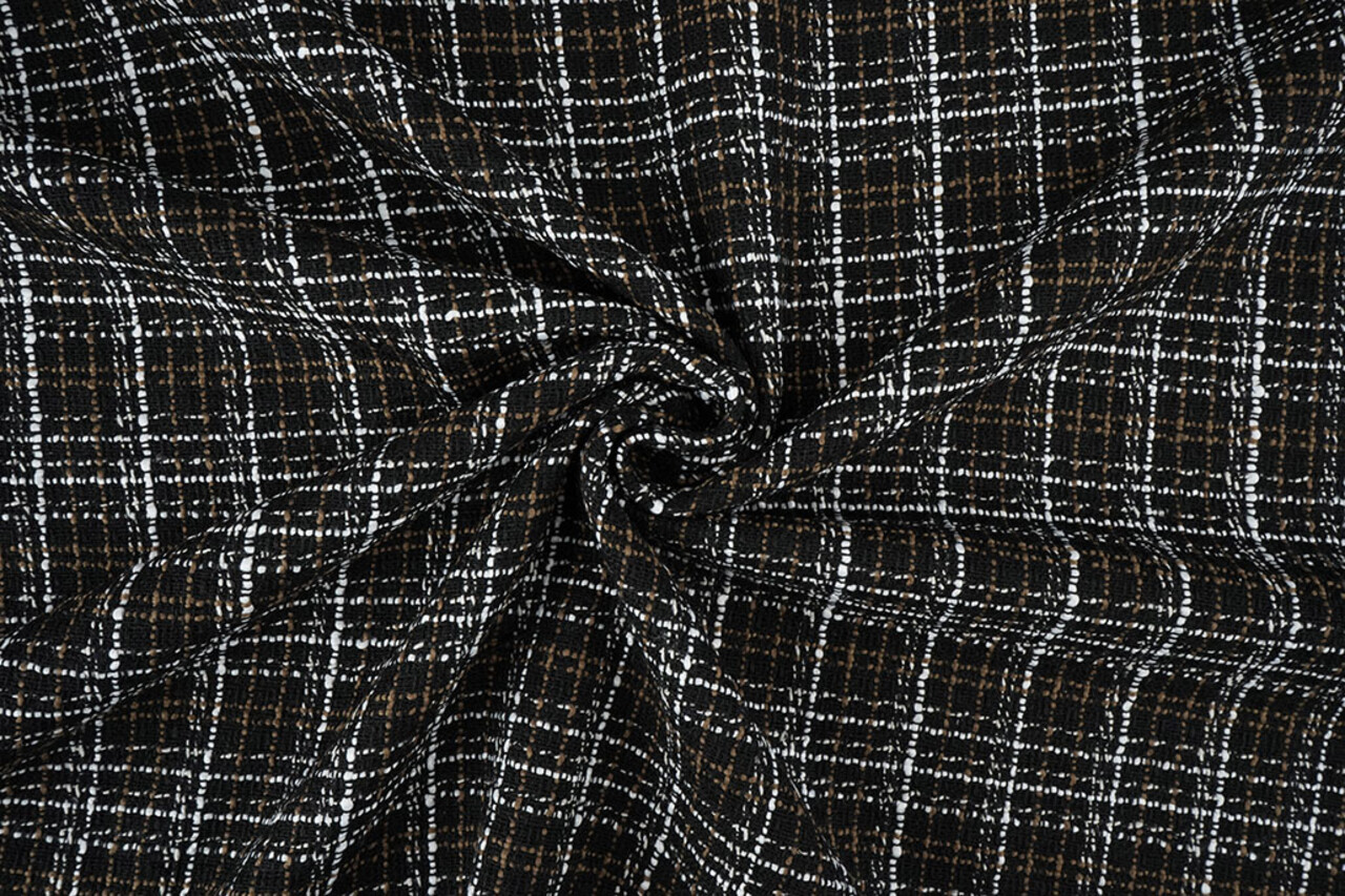 Bouclé Cuadros Selene Negro - Marrón Bouclé Cuadros Selene Negro - Marrón
